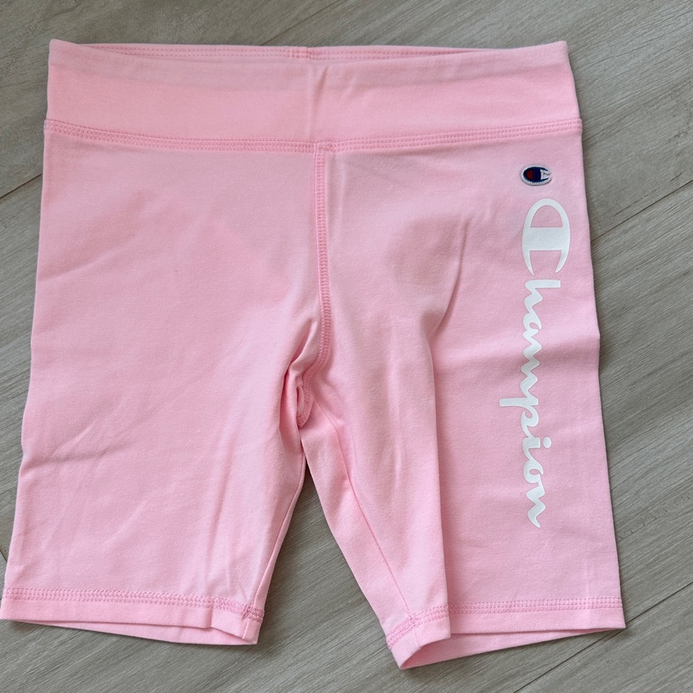 Champion Light Pink Athletic Biker Shorts youth size Medium NWOT